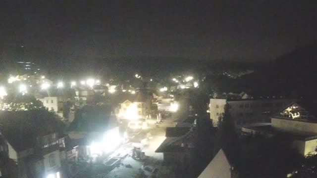 Widok z kamery na panoramę miasta w Karpaczu